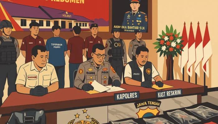 Satreskrim Polres Kebumen Ungkap Kasus Pembunuhan Berencana Terhadap Kepala Sekolah di Magelang