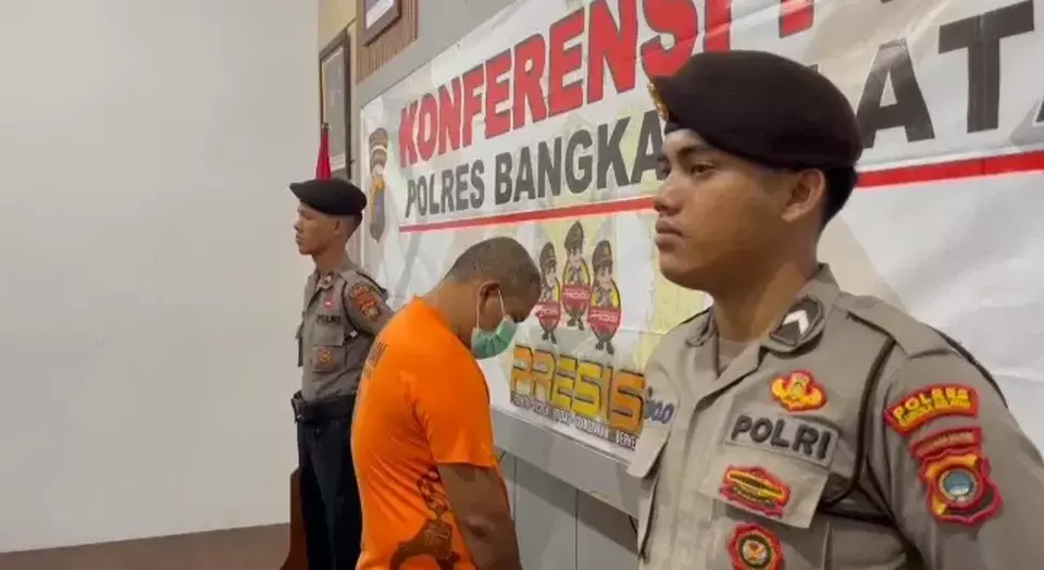 Polisi menetapkan MG, ustaz yang mencabuli belasan santri di Bangka Selatan sebagai tersangka. (Beritasatu/Irwan Setiawan)