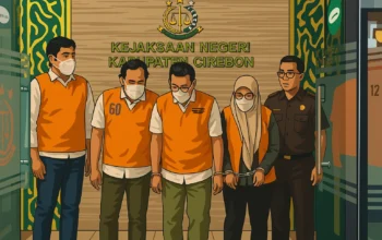 Ilustrasi - Para tersangka kasus dugaan korupsi proyek drainase Kabupaten Cirebon, Jawa Barat.