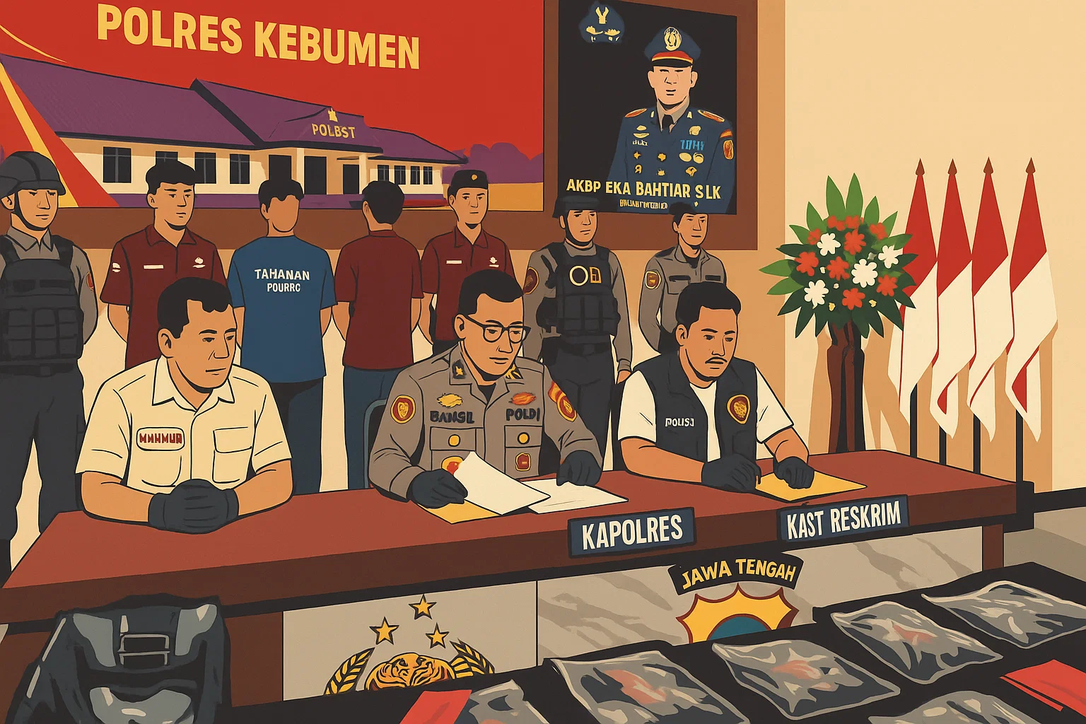 Ilustrasi - Kapolres Kebumen AKBP Eka Baasith saat menggelar konferensi pers di Mapolres Kebumen, Jumat, 23 Mei 2025.(Indonesiaupdates.com)