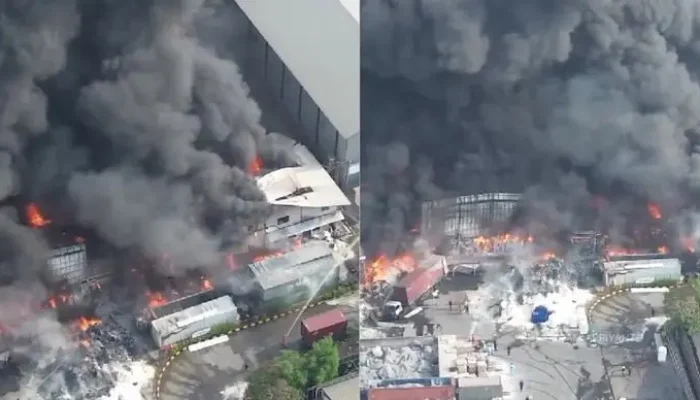 Kebakaran Hebat Landa Pabrik Minyak di Bekasi Utara, Asap Pekat Membumbung Tinggi