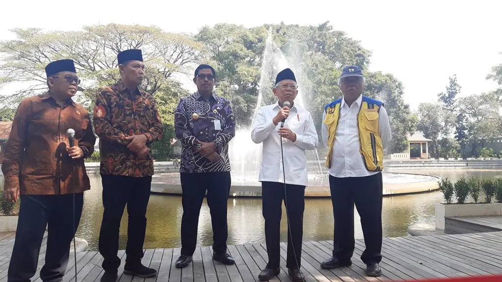 Image Credit Triawati/Medcom - Wapres Ma'ruf Amin meresmikan penataan Taman Balekambang Solo.