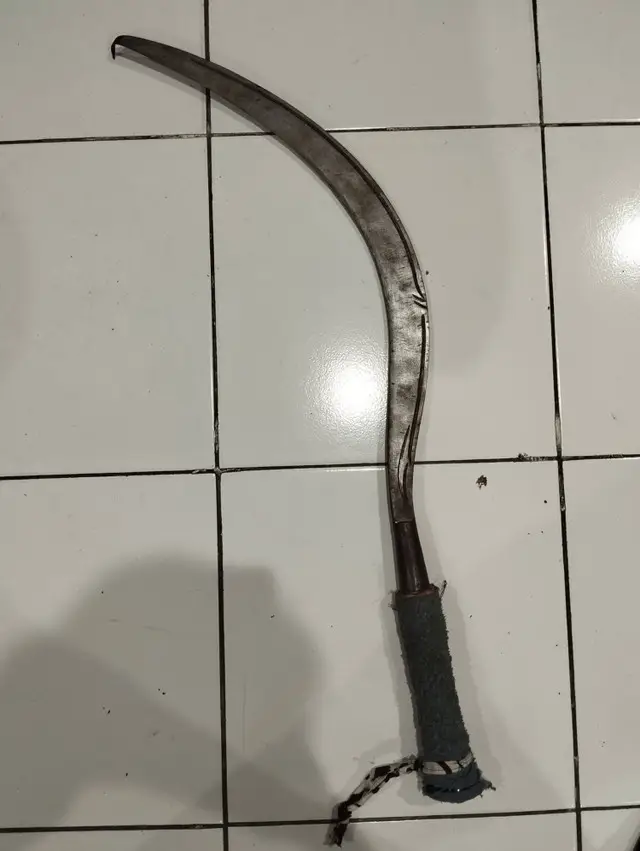 Image Credit Polresta Sleman - Barang bukti celurit yang sempat diacungkan seorang pemuda di Kabupaten Sleman ke anggota polisi.