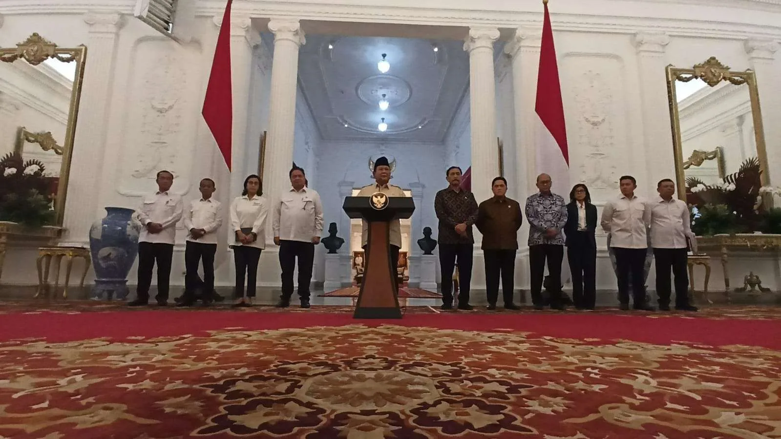 Image Credit Pradipta Rahadi/RRI - Presiden Prabowo Subianto ketika memberi keterangan di Istana Merdeka, Senin (17/2/2025).