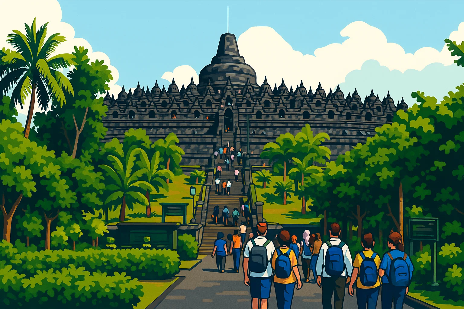 Ilustrasi - Candi Borobudur di Magelang, Jawa Tengah.