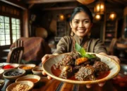 Ilustrasi cara membuat rendang.(AI Generate)