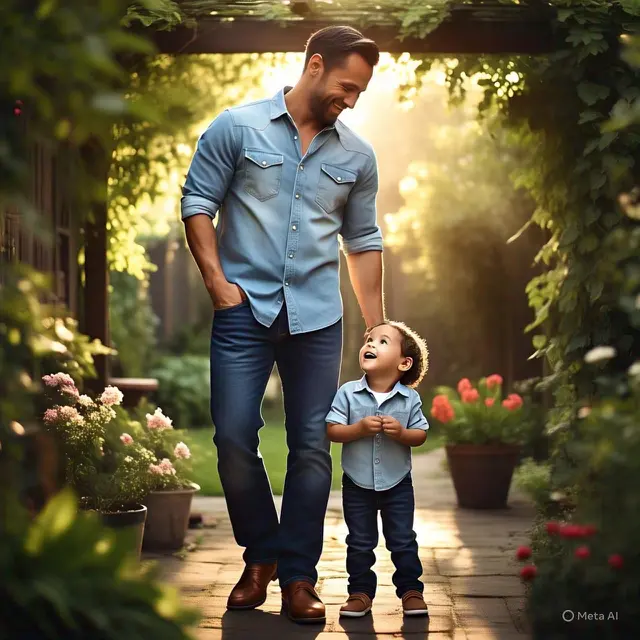 Kemeja Denim Couple Ayah dan Anak. (Meta.Ai)