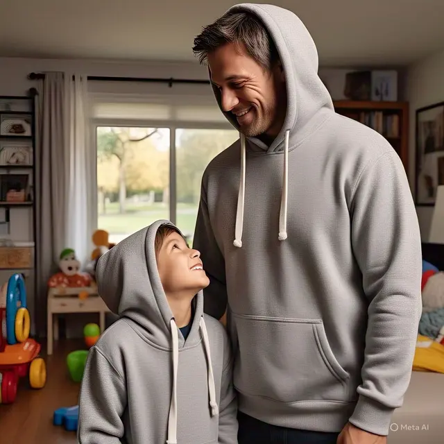 Hoodie Couple Ayah dan Anak. (Meta.Ai)