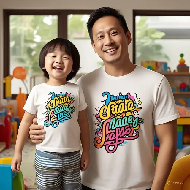 Kaos Couple Bergambar Kartun atau Tulisan Unik. (Meta.Ai)