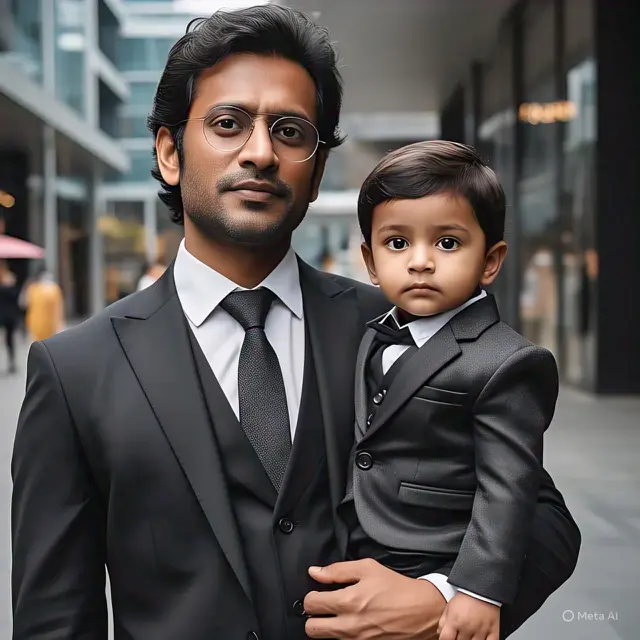 Setelan Jas Couple Ayah dan Anak. (Meta.Ai)