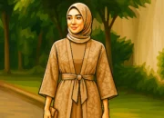 Ilustrasi - Model Kombinasi Polos dan Outer Brokat untuk Gamis, Elegan dan Modis di Setiap Momen.