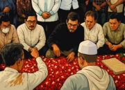 Ilustrasi Suasana pemakaman Ibrahim Sjarief Assegaf, suami Najwa Shihab.