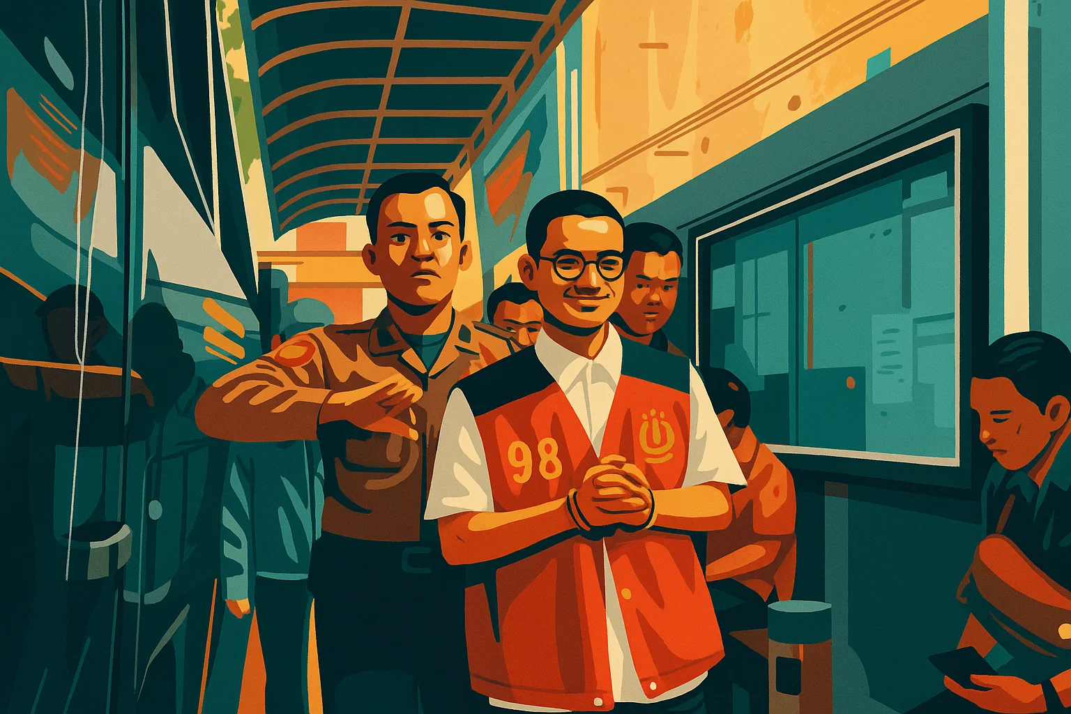 Seleb TikTok Vadel Badjideh saat tiba di Pengadilan Negeri Jakarta Selatan, Rabu (9/7/2025).