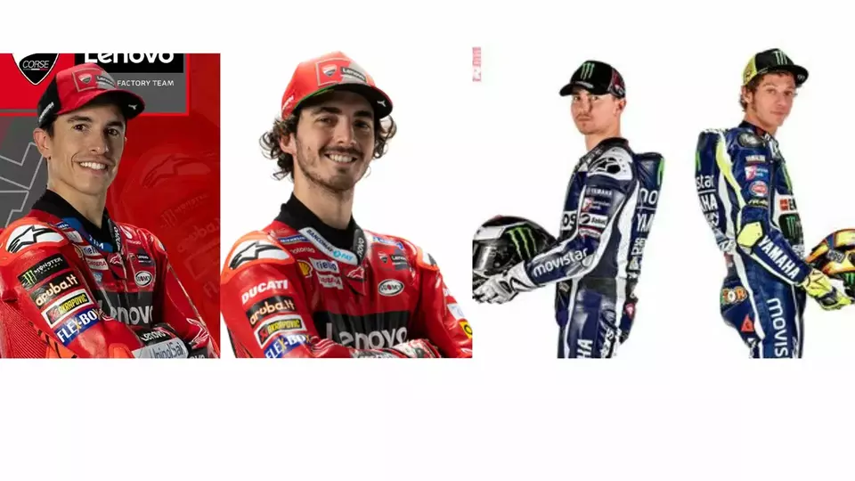 Image Credit Istimewa/Google - Pasangan pembalap Ducati Francesco Bagnaia dan Marc Marquez ( baju balap merah) dianggap setara dengan pasangan pembalap legendaris Yamaha MotoGP, Valentino Rossi dan Jorge Lorenzo.