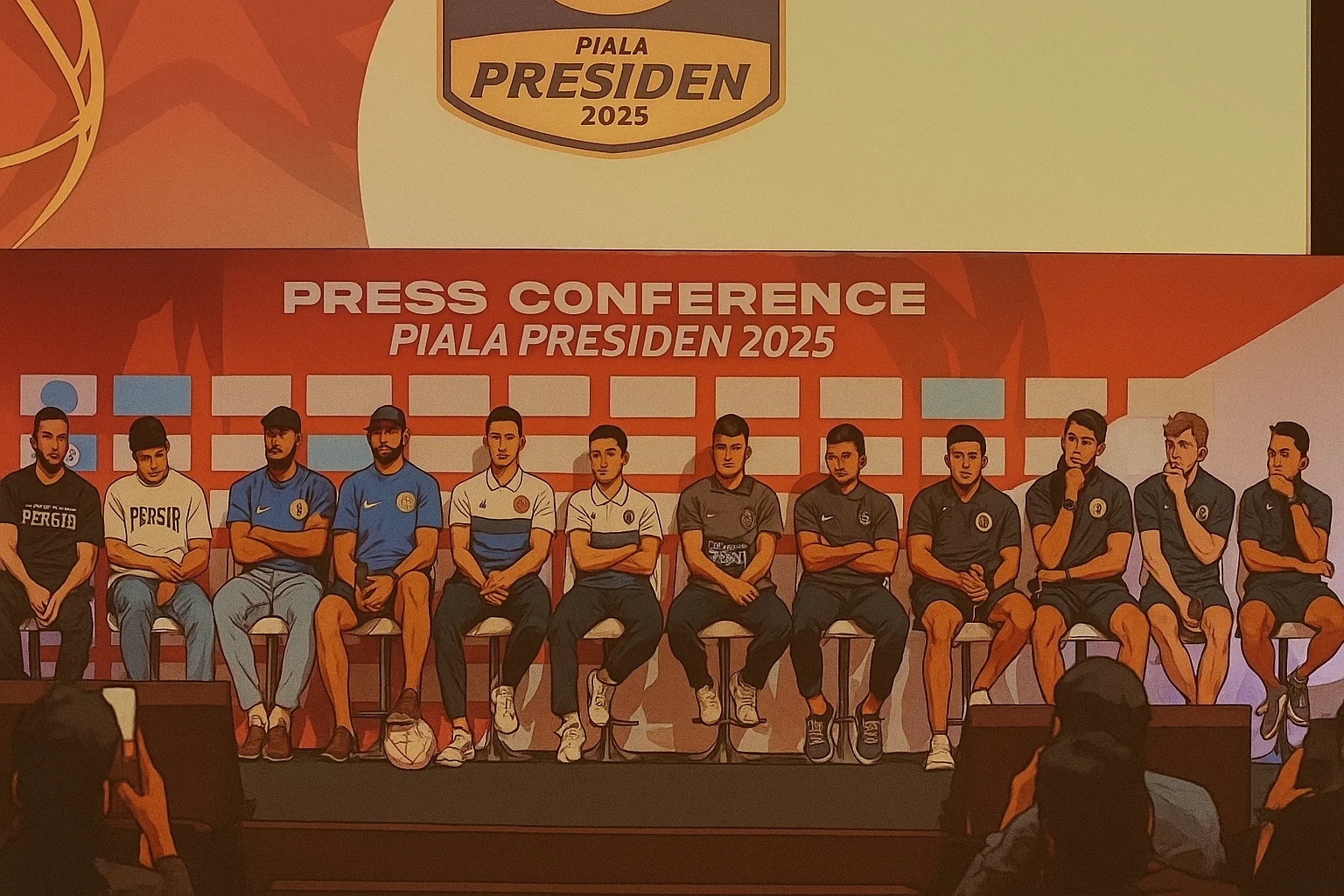 Ilustrasi - Perwakilan pemain tim peserta pada sesi konferensi pers Piala Presiden 2025 hari Jumat (04/07/2025).