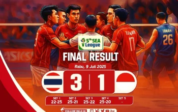 Hasil SEA V League 2025: Timnas Voli Putra Indonesia Takluk dari Thailand 1-3 di Laga Pembuka