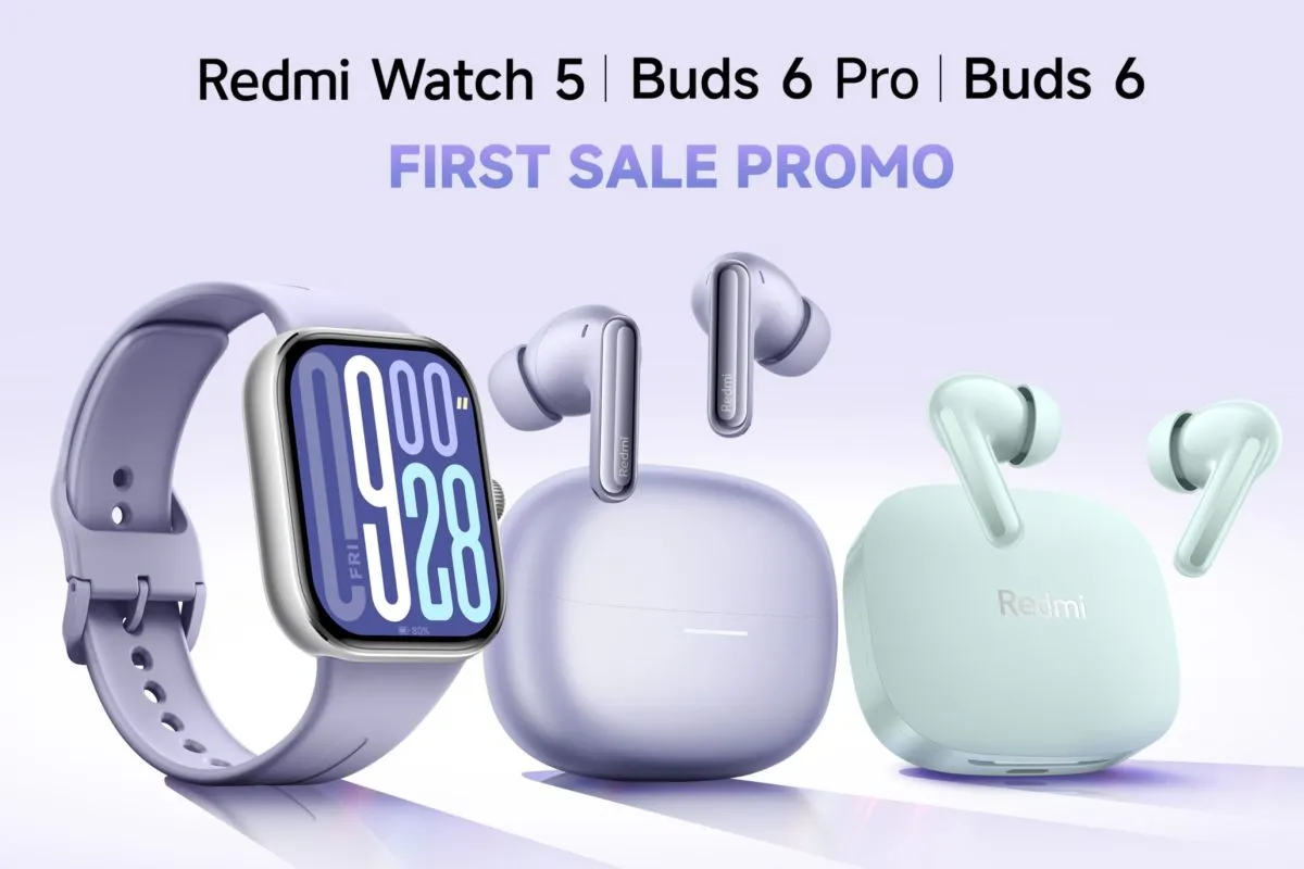 Image Credit Xiaomi Indonesia - Tampilan Redmi Watch 5, Redmi Buds 6, dan Redmi Buds 6 Pro.