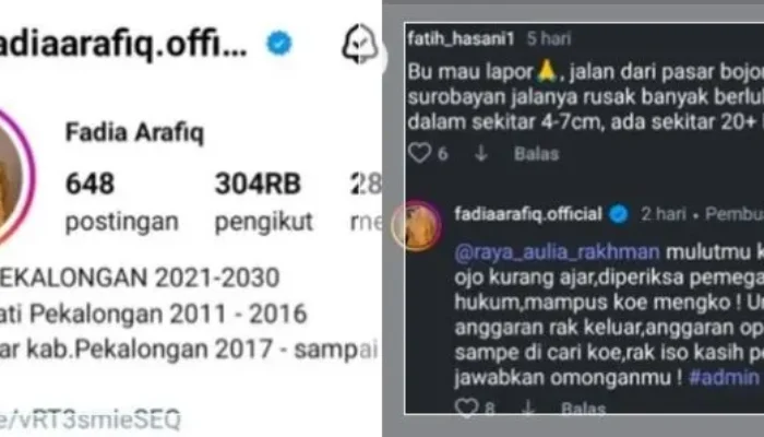 VIRAL! Akun Resmi Bupati Pekalongan Berkata Kasar dan Intimidasi Netizen yang Kritik Jalan Rusak