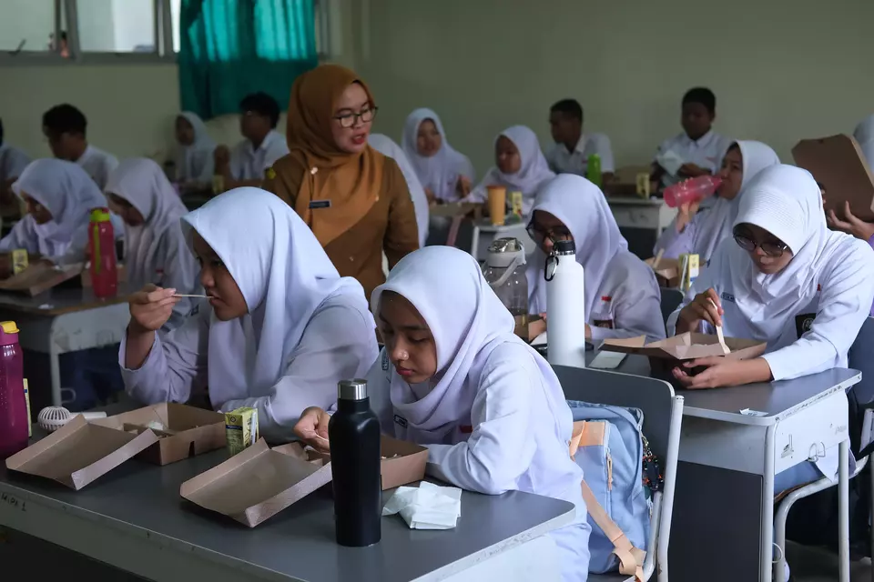 trasi program makan bergizi gratis (MBG). (Antara/Jessica Wuysang)