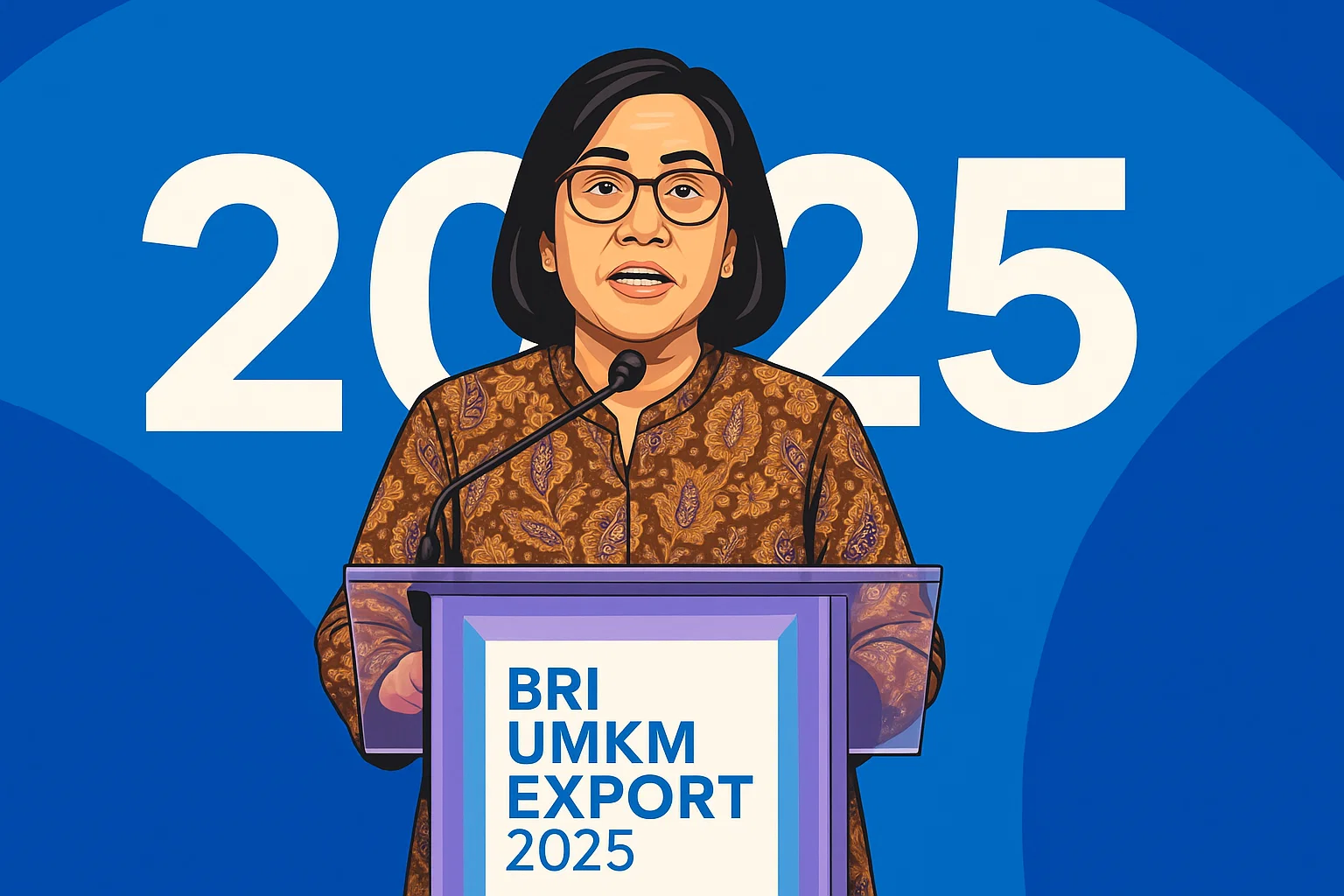 Menteri Keuangan, Sri Mulyani dalam pembukaan BRI UMKM EXPO(RT) 2025 dan BRI Microfinance Outlook 2025 digelar di ICE BSD City, Tangerang, Kamis (30/1/2025). (Foto: Istimewa)