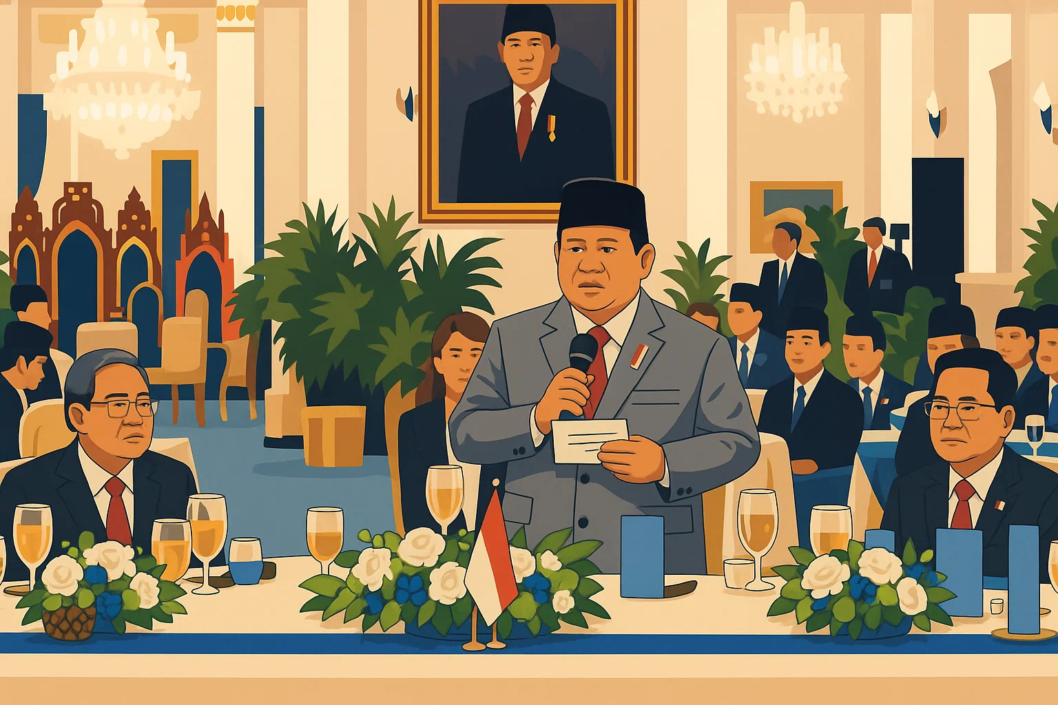 Ilustrasi - Presiden Prabowo Subianto menggelar jamuan makan siang untuk PM China Li Qiang di Istana Negara, Jakarta.