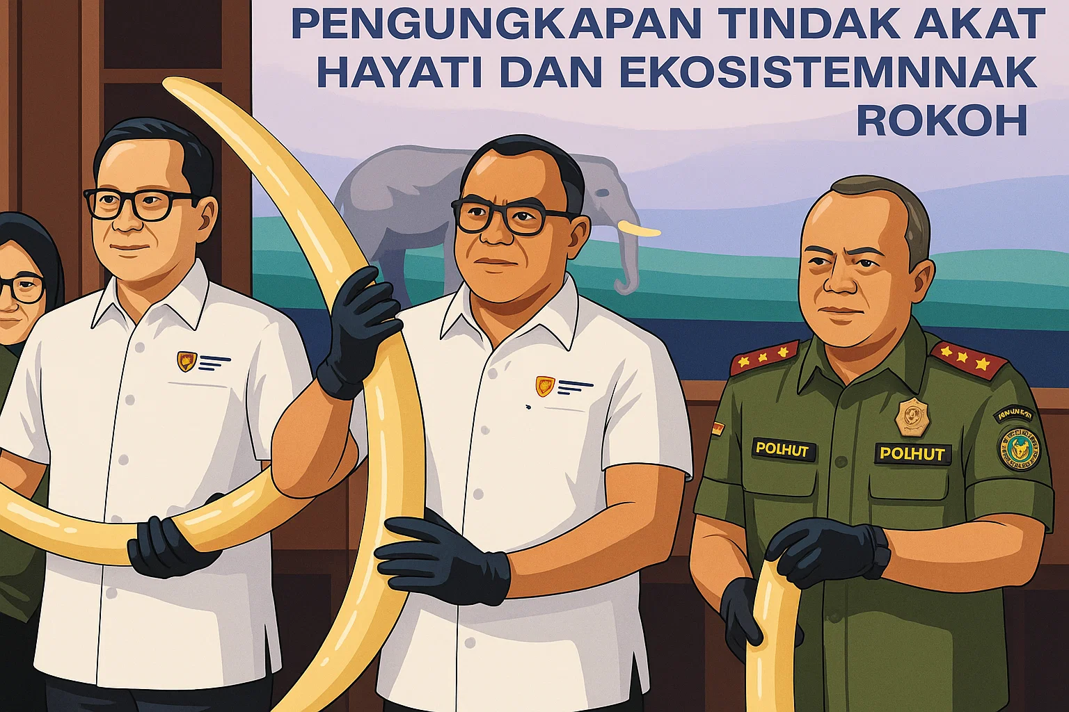 Ilustrasi - Direktur Tindak Pidana Tertentu (Dirtipidter) Bareskrim Polri Brigjen Pol. Nunung Syaifuddin (tengah) menunjukkan barang bukti gading gajah dalam konferensi pers di Gedung Bareskrim Polri, Senin 26 MEi 2025.