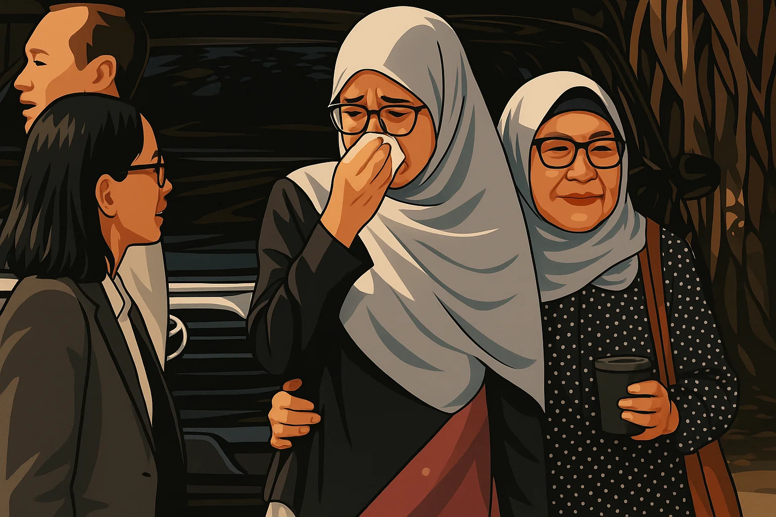 Ilustrasi - Ibunda Argo Ericko Achfandi (tengah), mahasiswa Fakultas Hukum Universitas Gadjah Mada (FH UGM) yang meninggal akibat kecelakaan lalu lintas di Sleman, Yogyakarta.