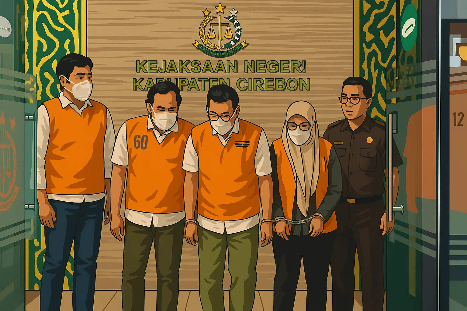 Ilustrasi - Para tersangka kasus dugaan korupsi proyek drainase Kabupaten Cirebon, Jawa Barat.