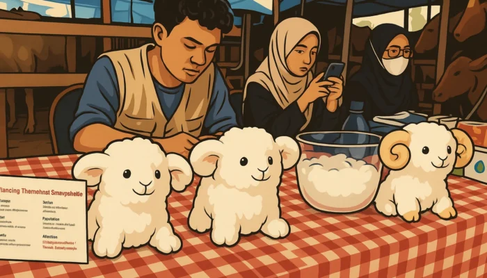 Pedagang Hewan Kurban di MERR Surabaya Tawarkan Boneka Domba dan Doorprize Menarik Sambut Iduladha 2025