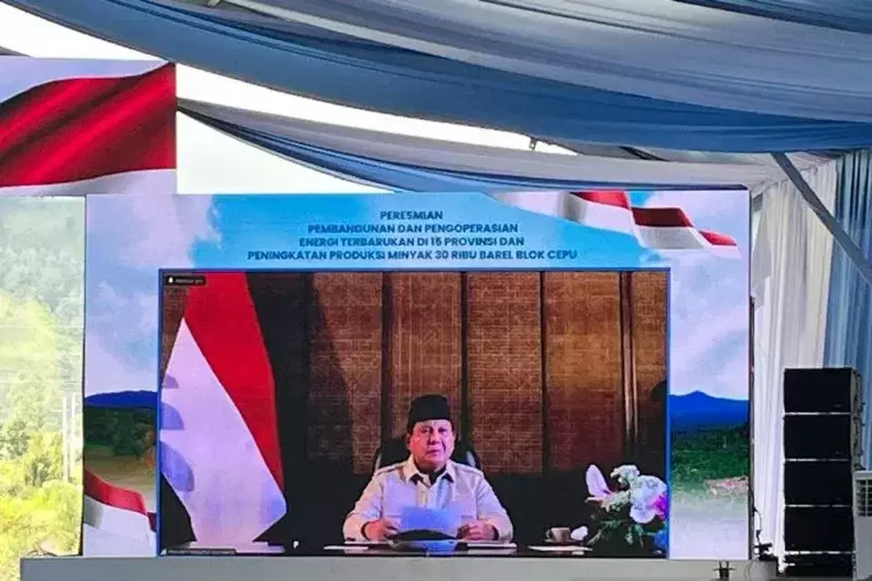Presiden Prabowo Subianto memimpin peresmian proyek PLTP dan PLTS di 15 provinsi secara daring, Kamis 26 Juni 2025 (YouTube Sekretariat Presiden)