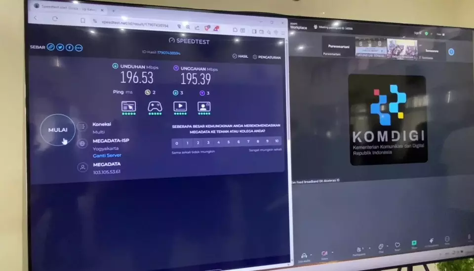 Kementerian Komunikasi dan Digital menyediakan layanan internet cepat di salah satu sekolah rakyat yang berlokasi di Yogyakarta pada Minggu 29 Juni 2025. (Beritasatu/Olena Wibisana)