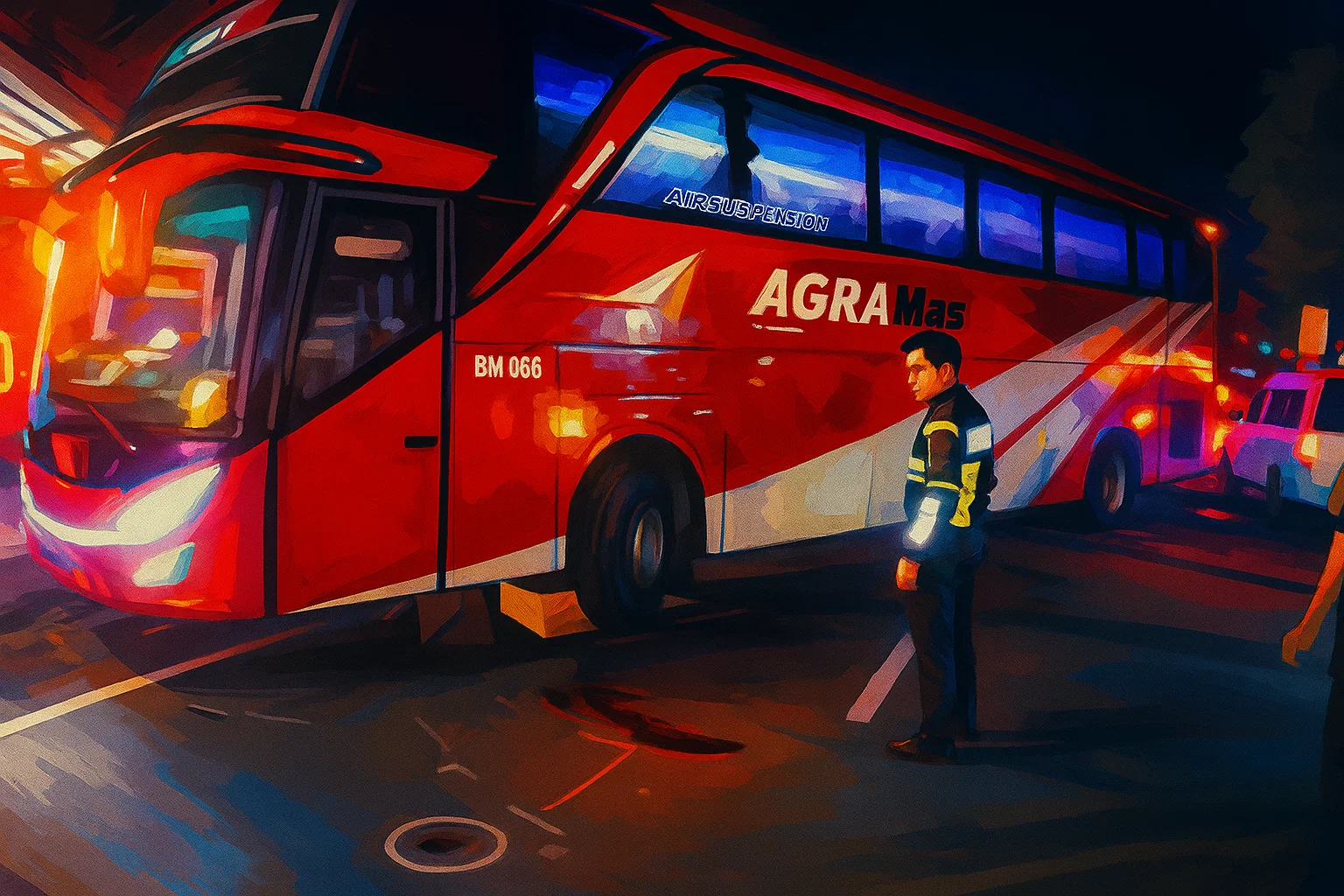 Ilustrasi - Lokasi kecelakaan penumpang terlindas bus yang ditumpanginya di depan garasi bus Agra Mas Wonogiri.