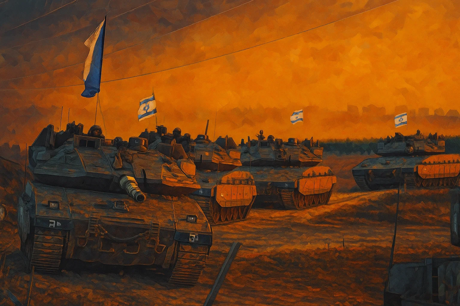 Ilustrasi - Tank-tank Israel bergerak menuju Jalur Gaza..