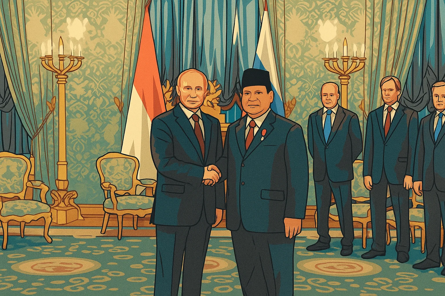 Ilustrasi - Presiden Rusia Vladimir Putin dan Prabowo Subianto, saat masih menjabat sebagai menteri pertahanan Republik Indonesia, bertemu di Moskow pada 31 Juli 2024.
