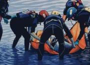 Ilustrasi - Petugas SAR ketika mengevakuasi jenazah Hendi (20) di tepi Sungai Cileungsi, Desa Kembang Kuning, Kecamatan Klapanunggal, Kabupaten Bogor Jawa Barat, Jumat, 20 Juni 2025.