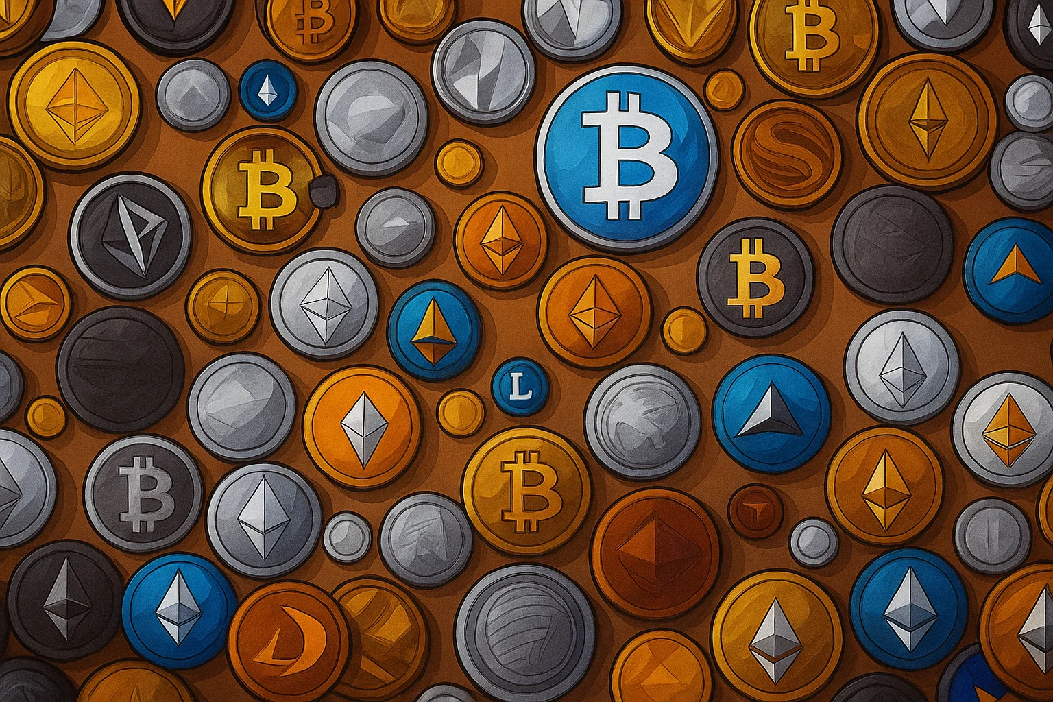 Ilustrasi - Berbagai macam aset kripto.