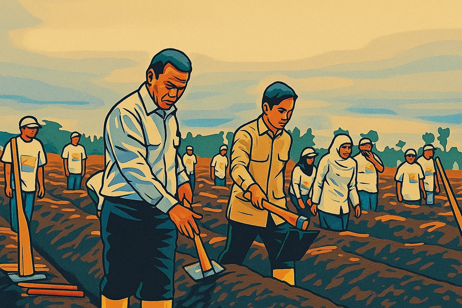Ilustrasi - Wakil Presiden Gibran Rakabuming Raka dan Menteri Pertanian Andi Amran Sulaiman menghadiri penananam tebu di Banyuwangi, Senin (23/6/2025).