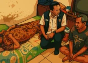 Ilustrasi - Poniman (kanan) saat mendapat kunjungan Polresta Bandara Soekarno-Hatta yang memberikan bantuan karena istrinya tengah terbaring sakit di Dadap, Kabupaten Tangerang.