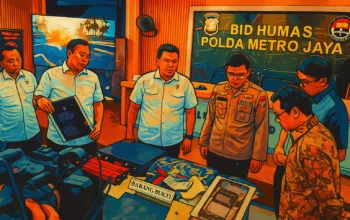 Ilustrasi - Direktorat Reserse Siber Polda Metro Jaya memperlihatkan barang bukti yang digunakan pelaku kejahatan siber.