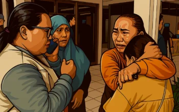 Ilustrasi - Anggota keluarga dan kerabat menunggu kabar terbaru tentang operasi pencarian sebuah kapal feri yang tenggelam di lepas pantai Bali, di Pelabuhan Ketapang, Banyuwangi, Jawa Timur, pada Kamis 3 Juli 2025.