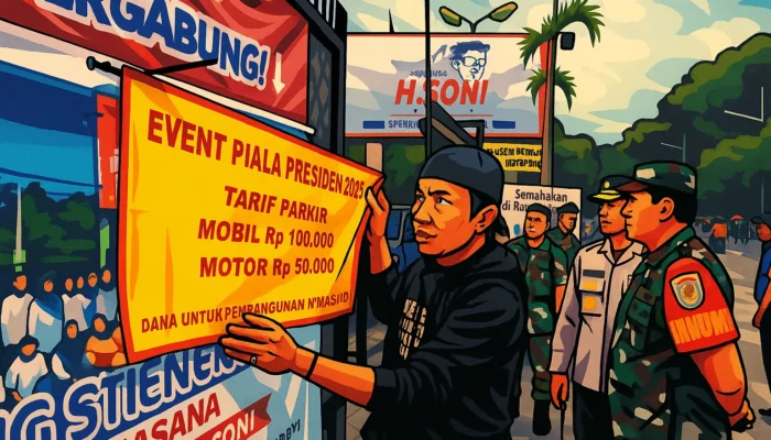 Parkir Liar Rp 100 Ribu Cemari Piala Presiden, Polisi dan TNI Tertibkan Warga
