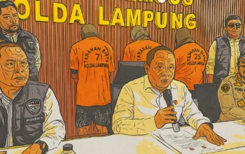 Ilustrasi - Konferensi pers terkait penangkapan tiga tersangka grup Facebook Gay Lampung dan Gay Bandar Lampung di Mapolda Lampung, Senin (7/7/2025). (Beritasatu/Triyono).