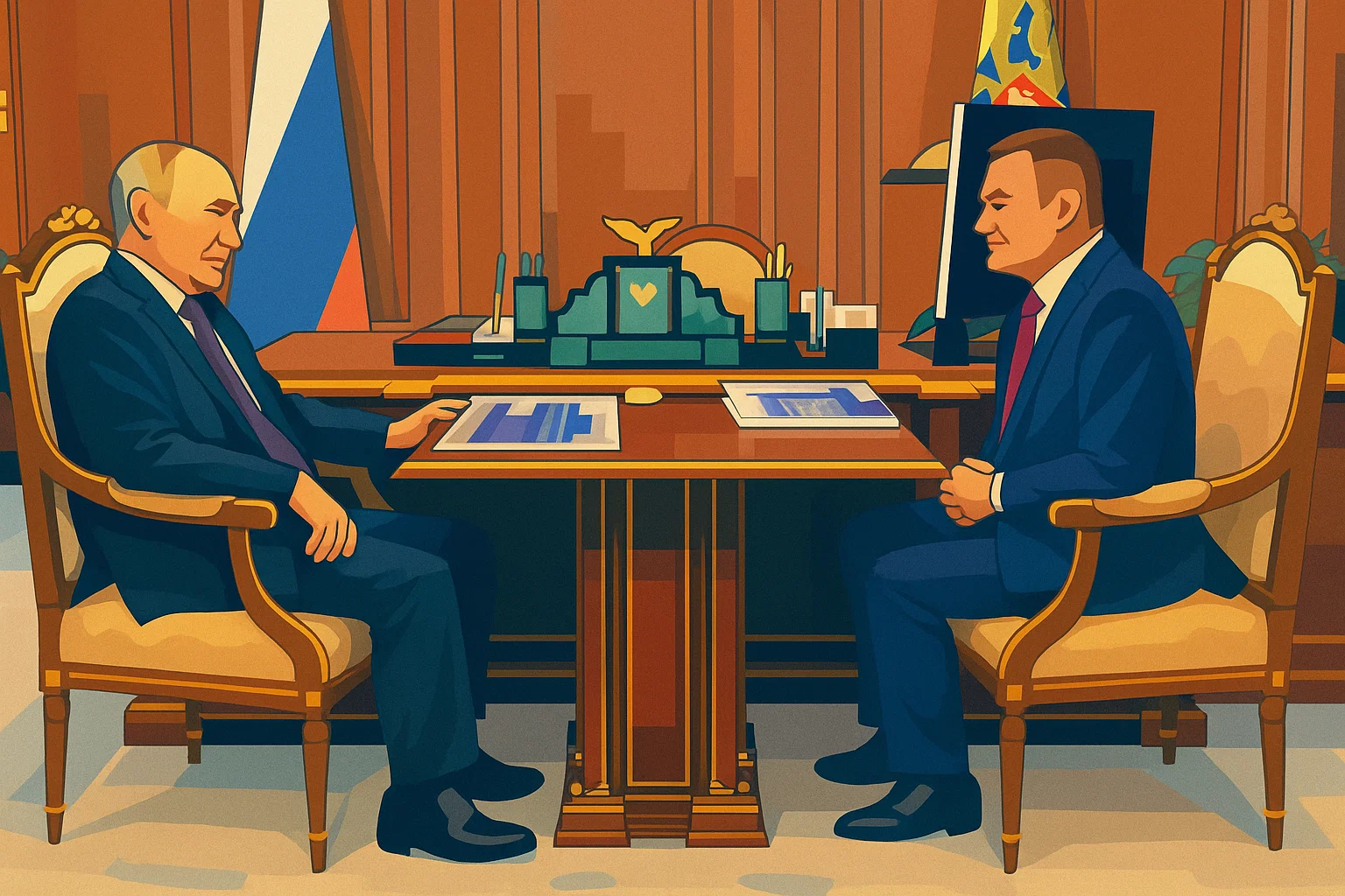 Ilustrasi - Presiden Rusia Vladimir Putin dan Roman Starovoit (kanan). (AP/DOK)