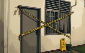 Ilustrasi - Kamar indekos lokasi penemuan mayat diplomat Kemenlu berinisial ADP (39) di Jalan Gondangdia Kecil, Menteng, Jakarta Pusat dipasang garis polisi, Selasa (8/7/2025).