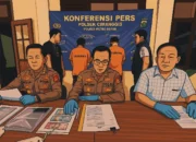 Ilustrasi - Kapolsek Cimanggis Kompol Jupriono, (tengah) mengungkapkan, sepasang suami istri (pasutri) muda ditangkap Polsek Cimanggis setelah ketahuan menipu dua konter penarikan tunai di kawasan Cisalak Pasar, Depok, menggunakan bukti transfer QRIS palsu. Aksi keduanya dilakukan sejak 29 Juni hingga 6 Juli 2025, dengan total kerugian korban mencapai Rp 15 juta.