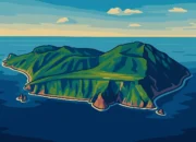 Ilustrasi - Pulau Akuseki di Kepulauan Tokara, Jepang selatan, Jumat, yang diguncang gempa.