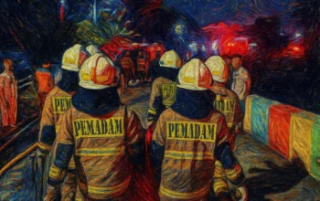Ilustrasi - Petugas damkar saat menangani kebakaran rumah di permukiman padat penduduk Jalan Kerja Bhakti, Kelurahan Makasar, Jakarta Timur, Minggu (13/7/2025) malam.