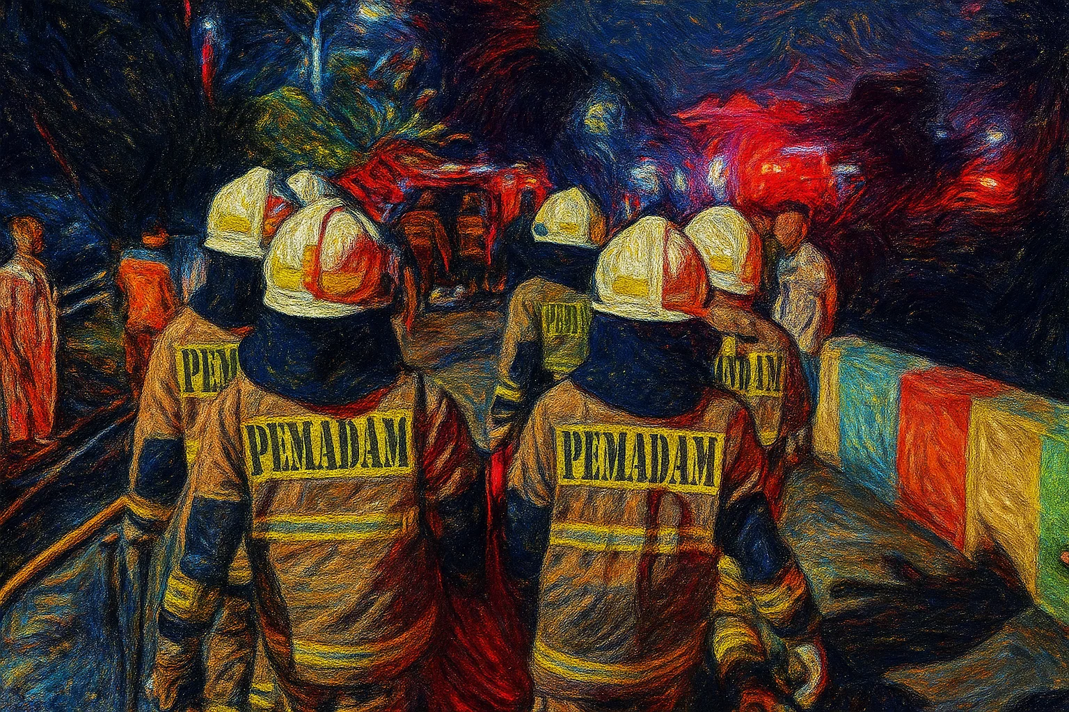 Ilustrasi - Petugas damkar saat menangani kebakaran rumah di permukiman padat penduduk Jalan Kerja Bhakti, Kelurahan Makasar, Jakarta Timur, Minggu (13/7/2025) malam.