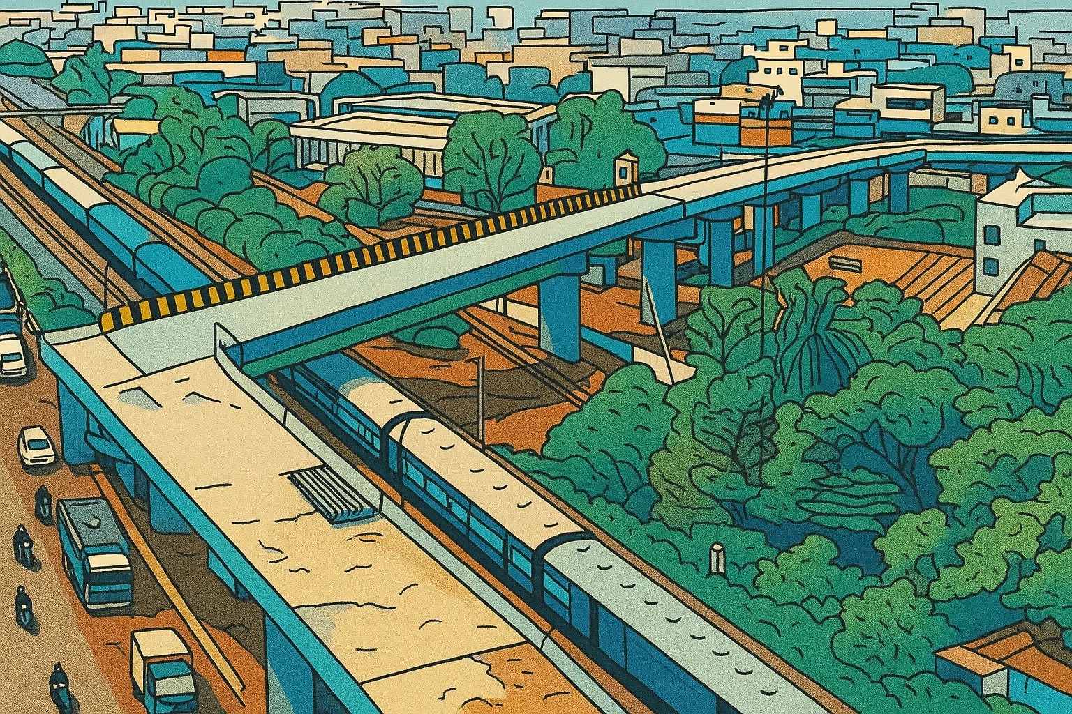 Ilustrasi - Scandal Over 90-Degree Flyover Design in Bhopal: Eight Indian Engineers Suspended Following Fatal Construction Blunder.