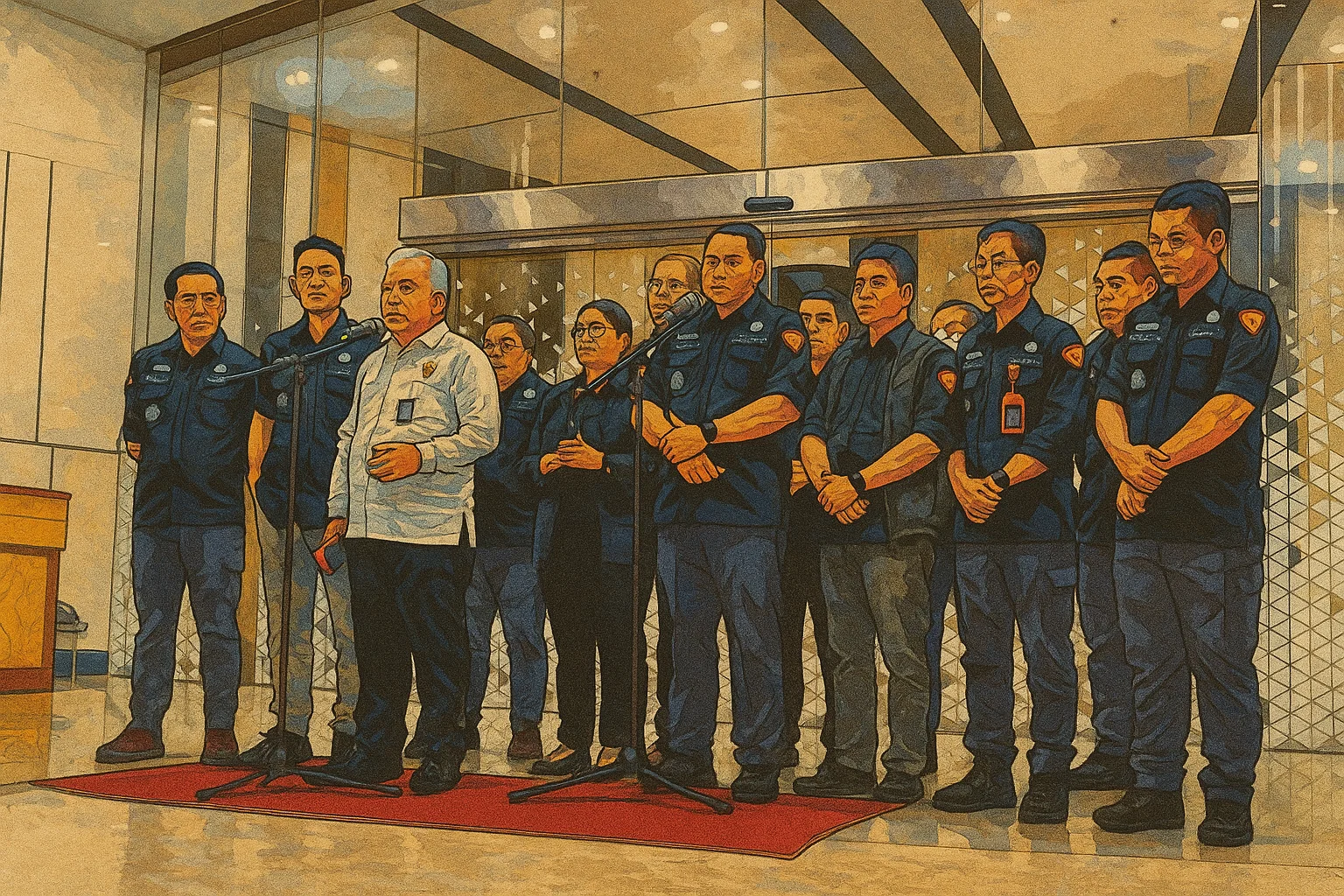 Ilustrasi - Konferensi pers Kejagung saat mengumumkan empat tersangka kasus korupsi pengadaan laptop chromebook di Jakarta, Selasa (15/7/2025) malam.